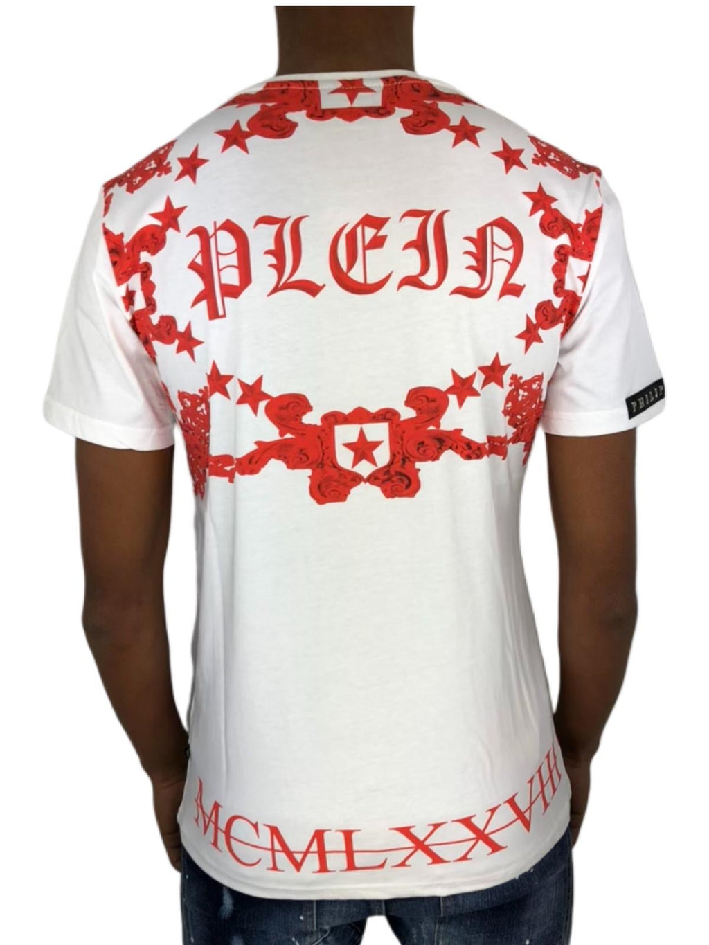 T-shirt Philipp Plein rouge strass tête de mort