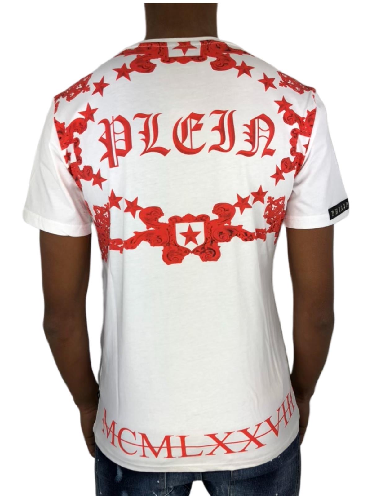 T-shirt Philipp Plein rouge strass tête de mort