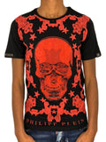 T-shirt Philipp Plein rouge strass tête de mort