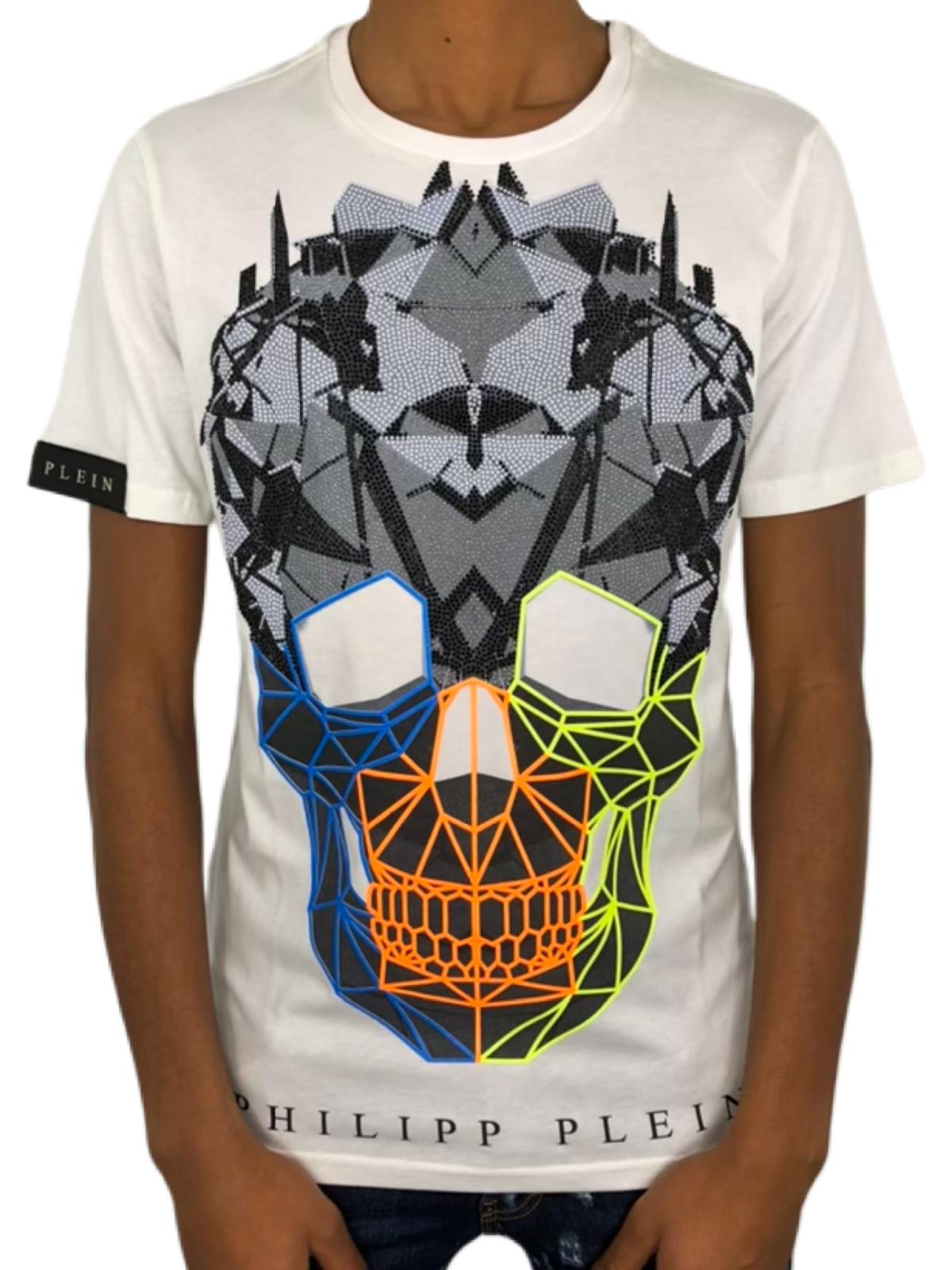 T-shirt Philipp Plein tête de mort fluo