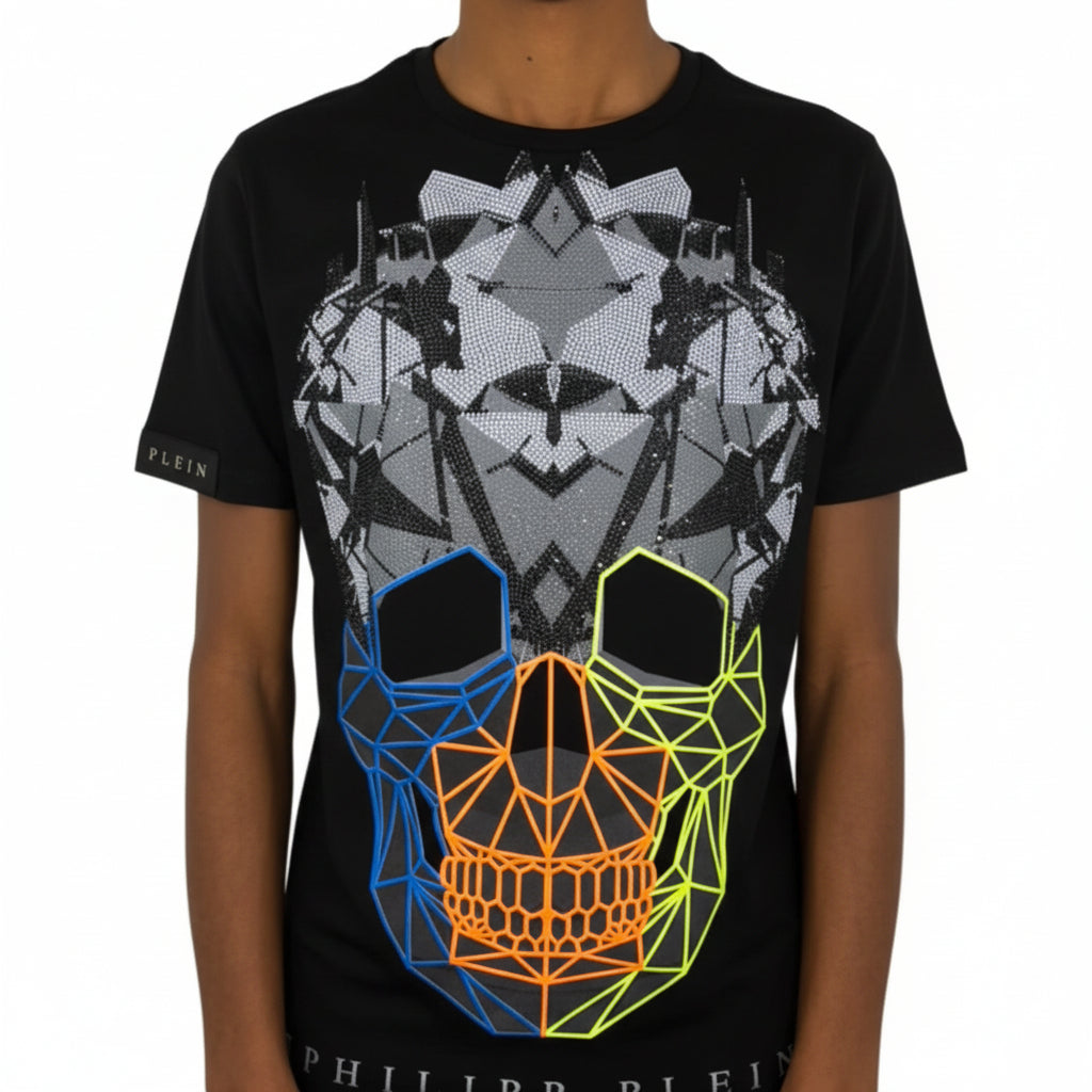 T-shirt Philipp Plein tête de mort fluo