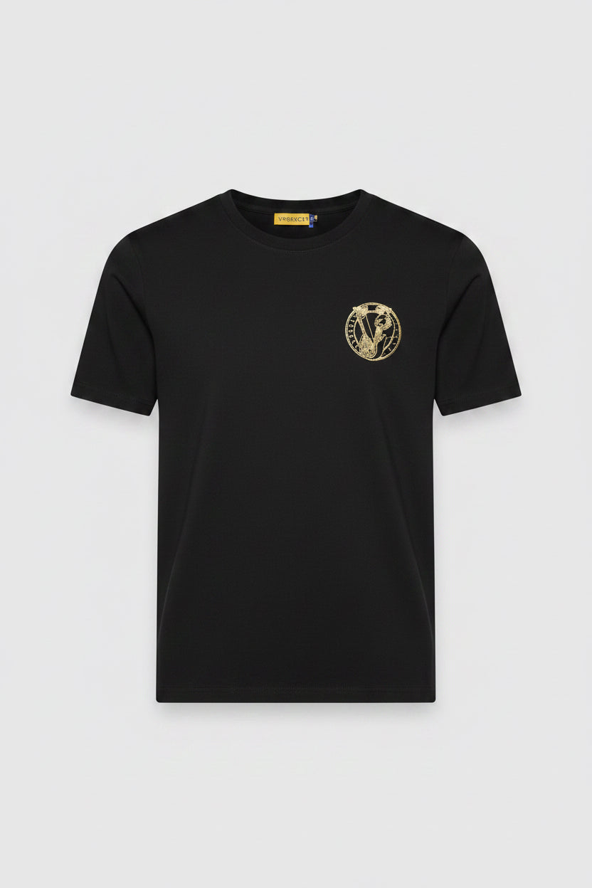 T-shirt manches courtes Versace Jeans noir et doré