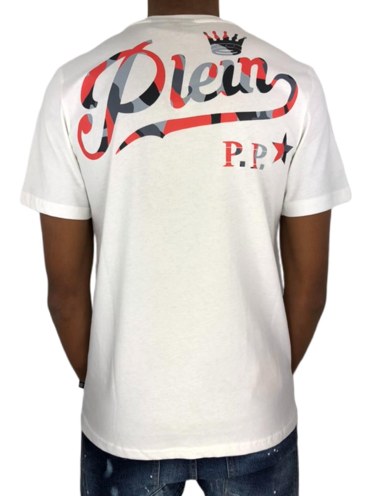 T-shirt Philipp Plein blanc, rouge et gris