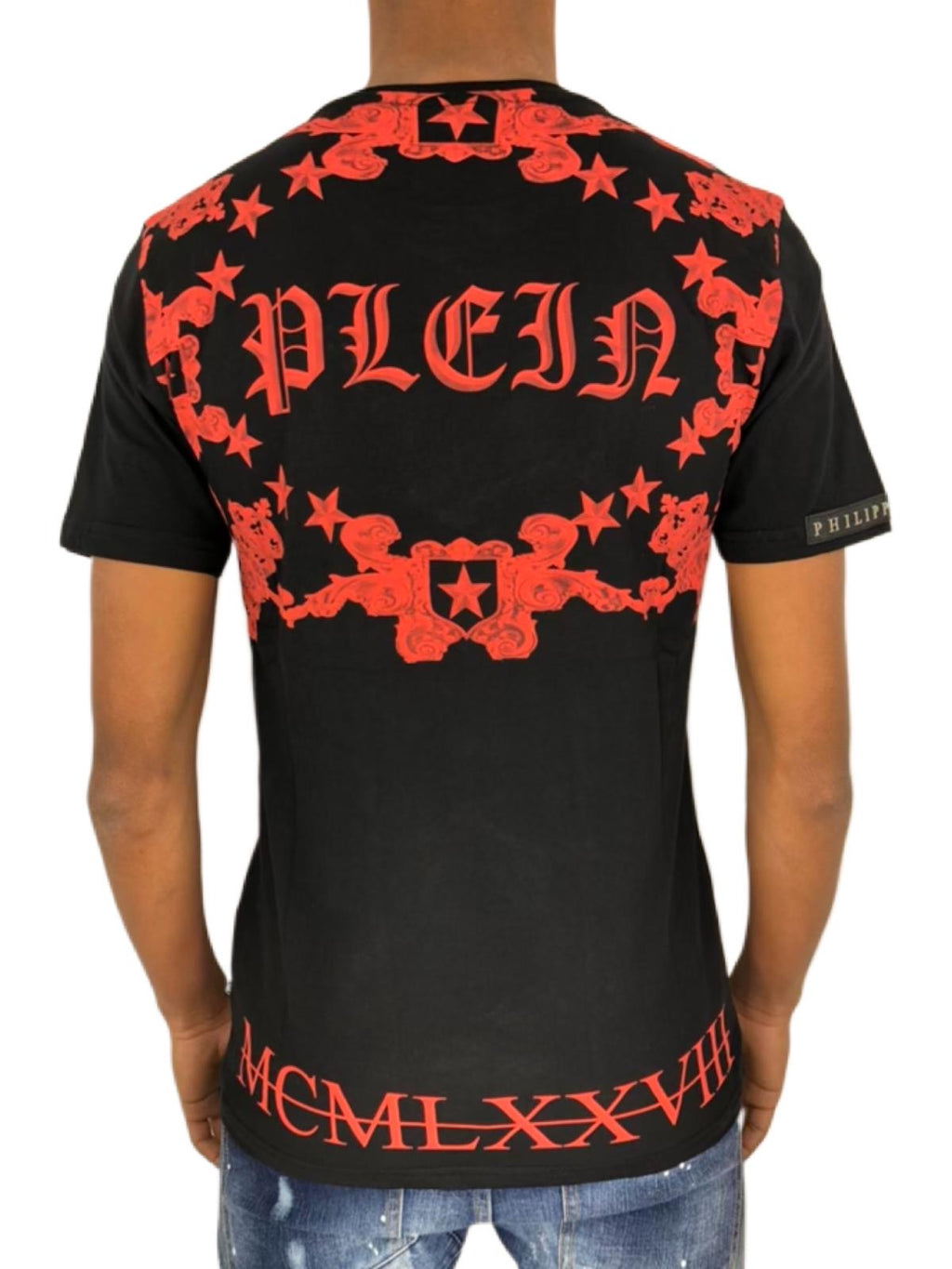 T-shirt Philipp Plein rouge strass tête de mort