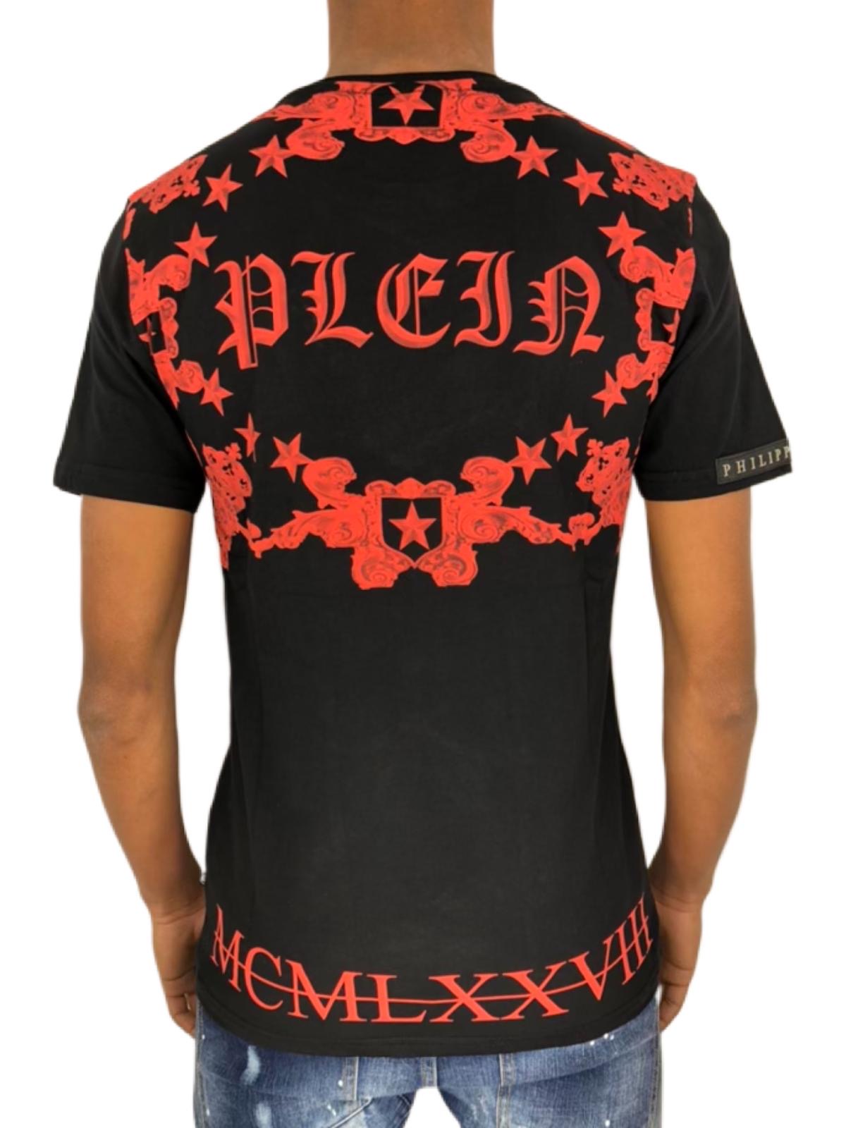 T-shirt Philipp Plein rouge strass tête de mort