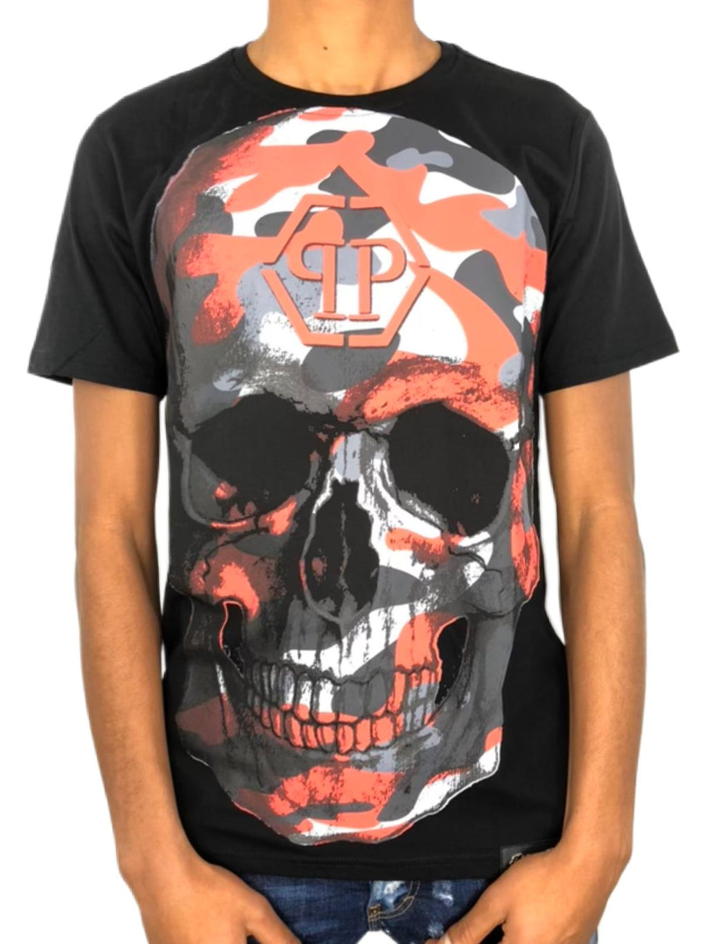 T-shirt Philipp Plein blanc, rouge et gris